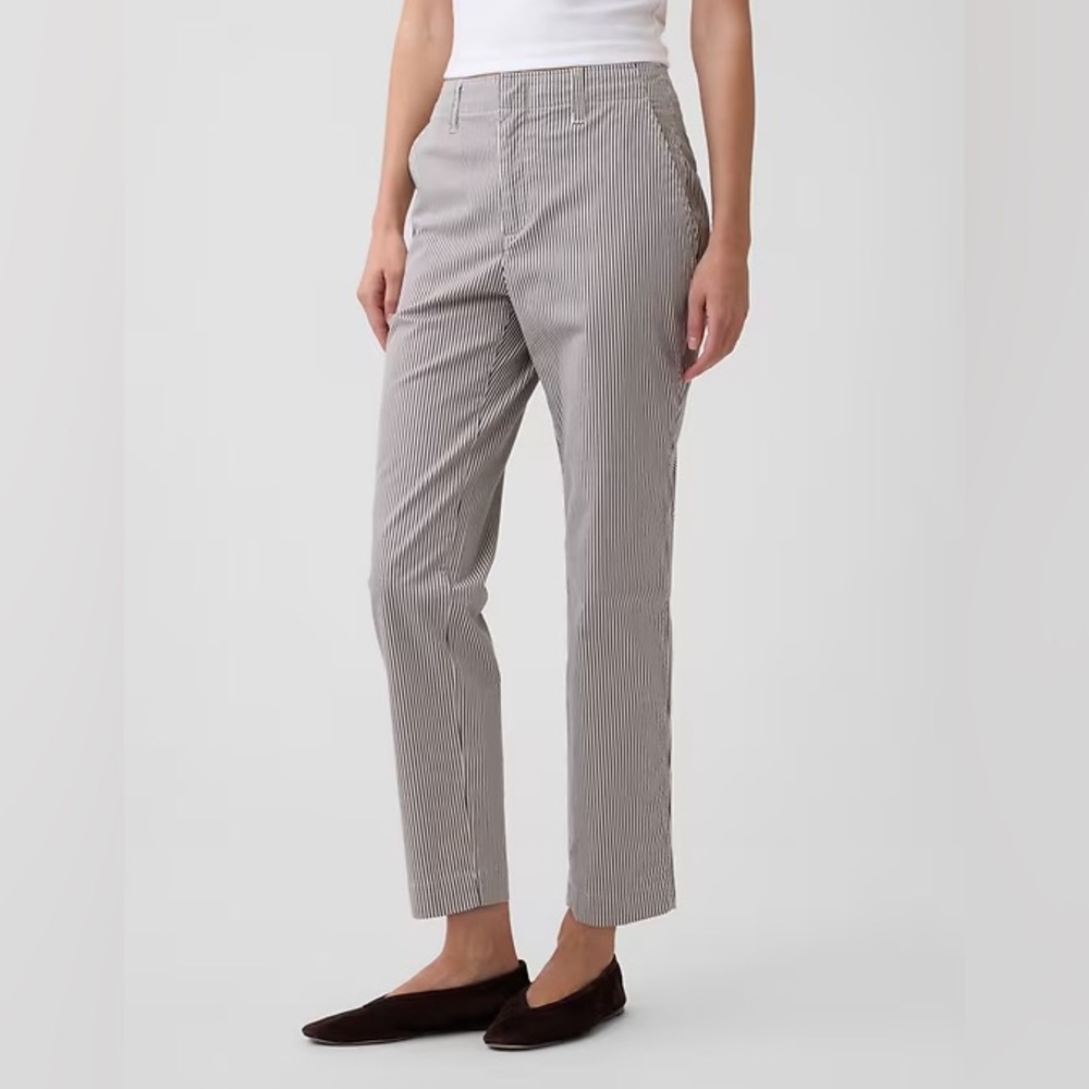 NWT TALL GAP Seersucker Navy and White Pinstripe Slim Ankle Pants